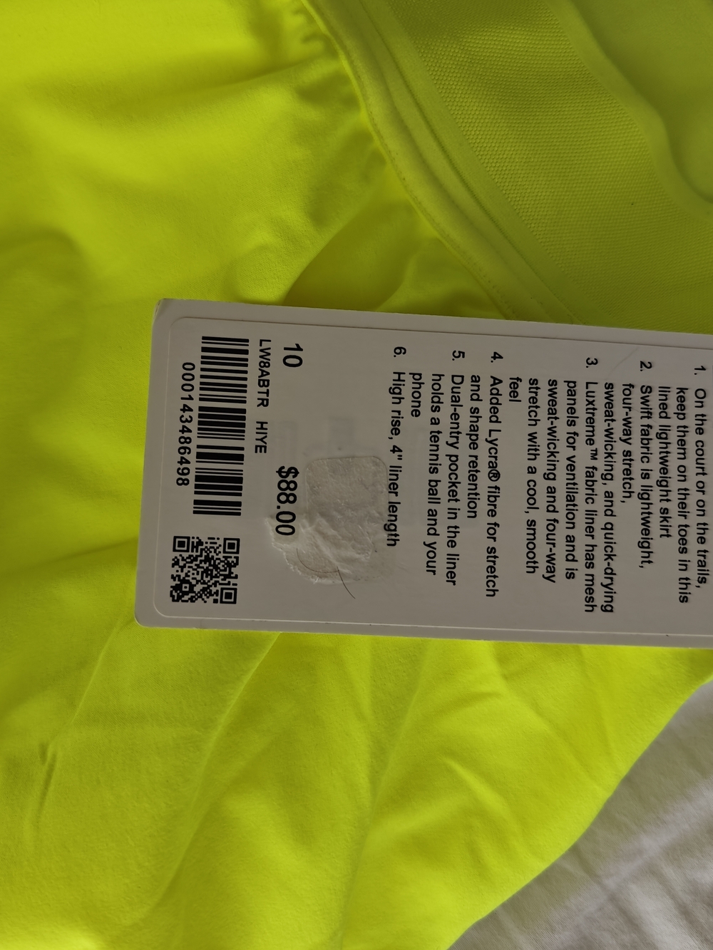 NWT Lululemon Court Rival High-Rise Skirt Highlight Yellow Athleisure US 10 - Picture 3 of 6